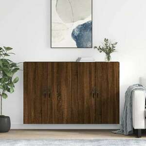vidaXL 2 db barna tölgyszínű szerelt fa fali szekrény kép
