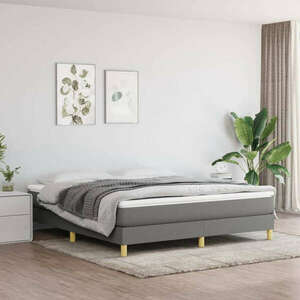 vidaXL sötétszürke szövet rugós ágy matraccal 160 x 200 cm kép