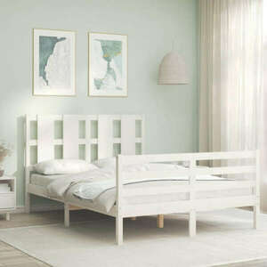 vidaXL fehér tömör fa ágykeret fejtámlával 120 x 200 cm kép