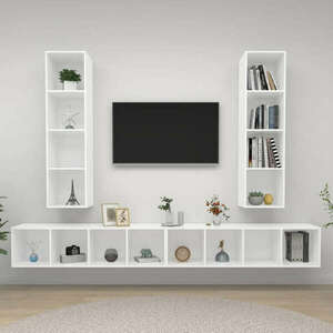 vidaXL 4 db fehér forgácslap falra szerelhető TV-szekrény kép