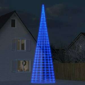 vidaXL kék karácsonyfa lámpa zászlórúdon 3000 LED-del 800 cm kép