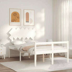 vidaXL fehér tömör fa ágykeret fejtámlával Double kép