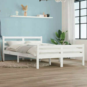 vidaXL fehér tömör fa ágykeret 160x200 cm kép
