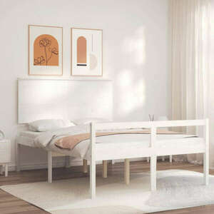 vidaXL fehér tömör fa ágykeret fejtámlával 140 x 190 cm kép