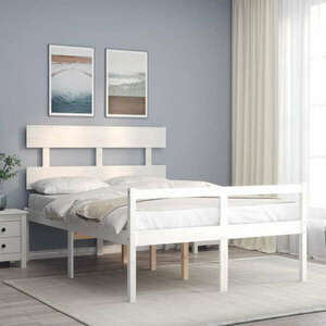 vidaXL fehér tömör fa ágykeret fejtámlával Double kép