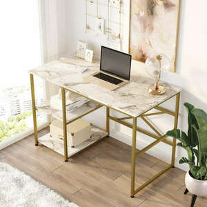 VoterG23-GE Íróasztal Fehér márvány Arany kép