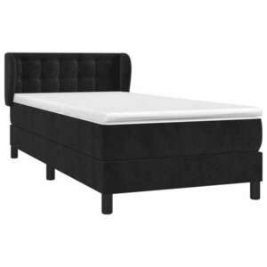 Fekete bársony rugós ágy matraccal 80 x 200 cm kép