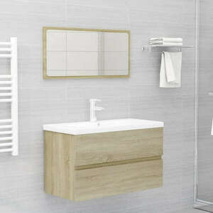 vidaXL sonoma-tölgy színű forgácslap fürdőszobai bútorszett kép