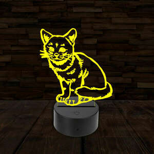 3D LED lámpa - Házi macska kép