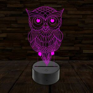 3D LED lámpa - Bölcs bagoly kép