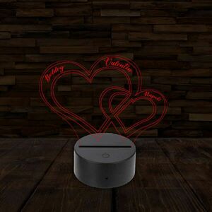 3D LED lámpa - Szívek Valentin napra kép