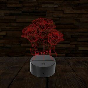 3D LED lámpa - Rózsa csokor kép