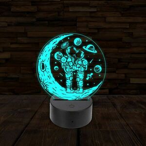 3D LED lámpa - Asztronauta szerelmes pár kép
