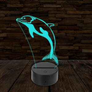 3D LED lámpa - Palackorrú delfin kép