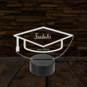 3D LED lámpa - Diplomaosztóra egyedi névvel és dátummal kép