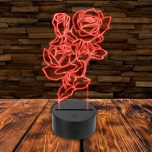 3D LED lámpa - Rózsák kép
