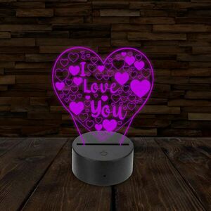 3D LED lámpa - I Love You kép