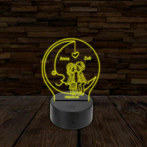 3D LED lámpa - Szerelmesek egyedi névvel és dátummal kép