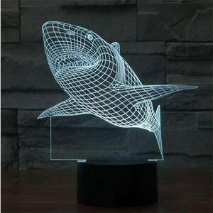 3D LED lámpa - Nagy fehér cápa kép