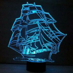 3D LED lámpa - Árbócos hajó kép