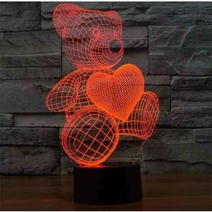 3D LED lámpa - Maci szívvel kép