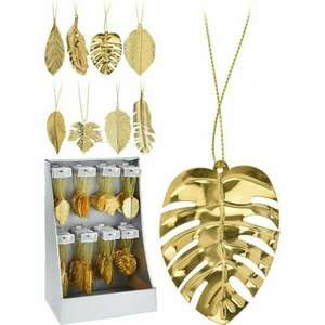 Karácsonyi 9cm dekor akasztós arany színben, 8féle forma vegyes K... kép