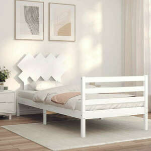 vidaXL fehér tömör fa ágykeret fejtámlával 100 x 200 cm kép