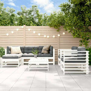 vidaXL 7 részes fehér tömör fa kerti ülőgarnitúra párnával kép