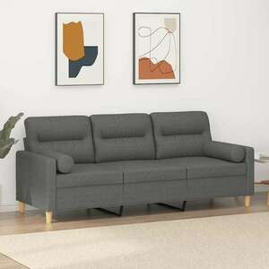 vidaXL 3 személyes sötétszürke szövet kanapé díszpárnákkal 180 cm kép