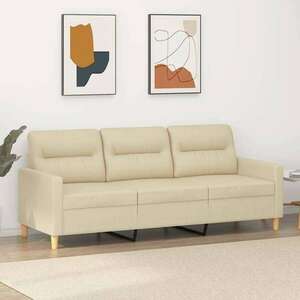 vidaXL 3 személyes krémszínű szövet kanapé 180 cm kép