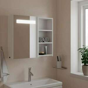 vidaXL fehér tükrös fürdőszobaszekrény LED-del 60 x 13 x 52 cm kép