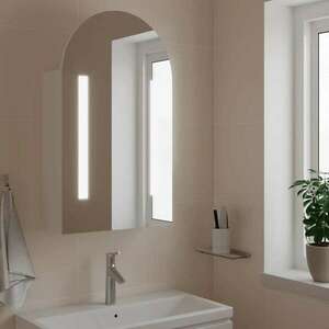 vidaXL fehér ívelt tükrös fürdőszobaszekrény LED-del 42 x 13 x 70 cm kép