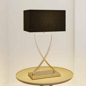 Lucande Evaine asztali lámpa sárgaréz, fekete búra kép