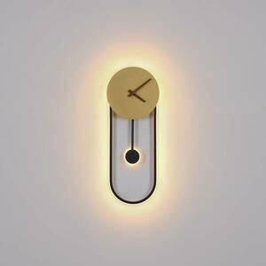 LED fali lámpa Sussy órával, fekete/arany kép