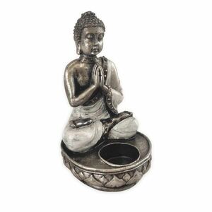 BUDDHA ezüst és fehér Buddha mécsestartó kép