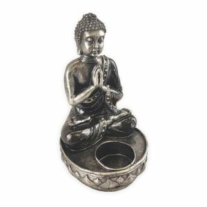 BUDDHA ezüst és fekete Buddha mécsestartó kép