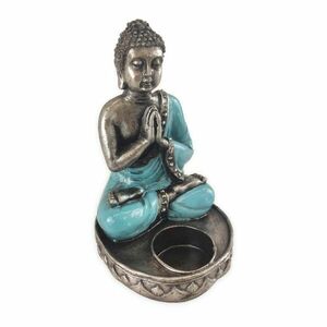 BUDDHA ezüst és kék Buddha mécsestartó kép