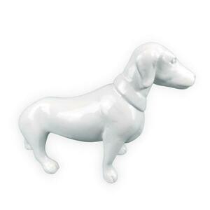 BUJUR fehér tacskó kutya szobor kép