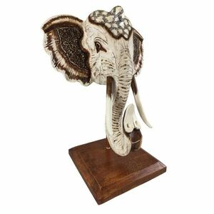 GAYAH fehér faragott elefánt szobor 55 cm kép