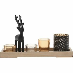 Reindeer dekoratív gyertyatartó készlet tálcán6 db, 31, 5 x 9, 5 x 2, 5 cm kép