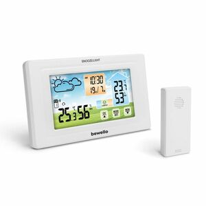 Digitális hőmérő és ébresztőóra - kültéri / beltéri - USB-s, elemes - fehér kép