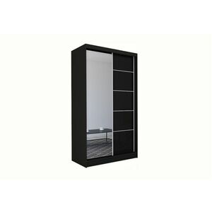 ELVIRA tolóajtós ruhásszekrény tükörrel, fekete, 150x216x61 kép