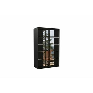 LAGUNA tolóajtós ruhásszekrény tükörrel, 120x200x58, fekete kép