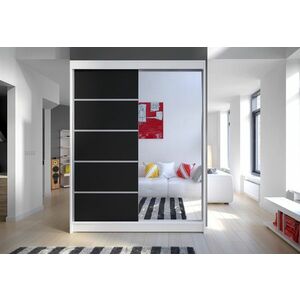 LAMINO III ruhásszekrény, 150x200x58, fehér/fekete kép