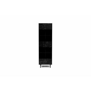 NEROLI vitrines szekrény, 60x200x41, fekete/fekete márvány kép