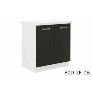 EPSILON 80D 2F ZB kétajtós alsó konyhaszekrény munkalappal, 80x82x60, fekete/fehér kép