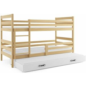 RAFAL 3 emeletes ágy pótággyal + AJÁNDÉK matrac + ágyrács, 80x190 cm, borovifenyő, fehér kép