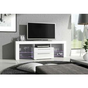 STANLEY TV asztal, fehér/magasfényő fehér kép