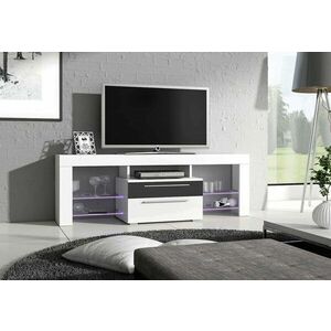 STANLEY TV asztal, fehér/magasfényő fekete kép