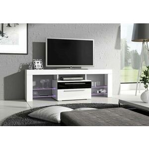 STANLEY TV asztal, fehér/magasfényő szürke kép
